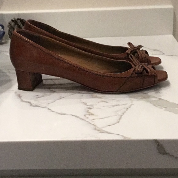 Prada Brown Leather open toed heels, size 39 - Picture 3 of 7